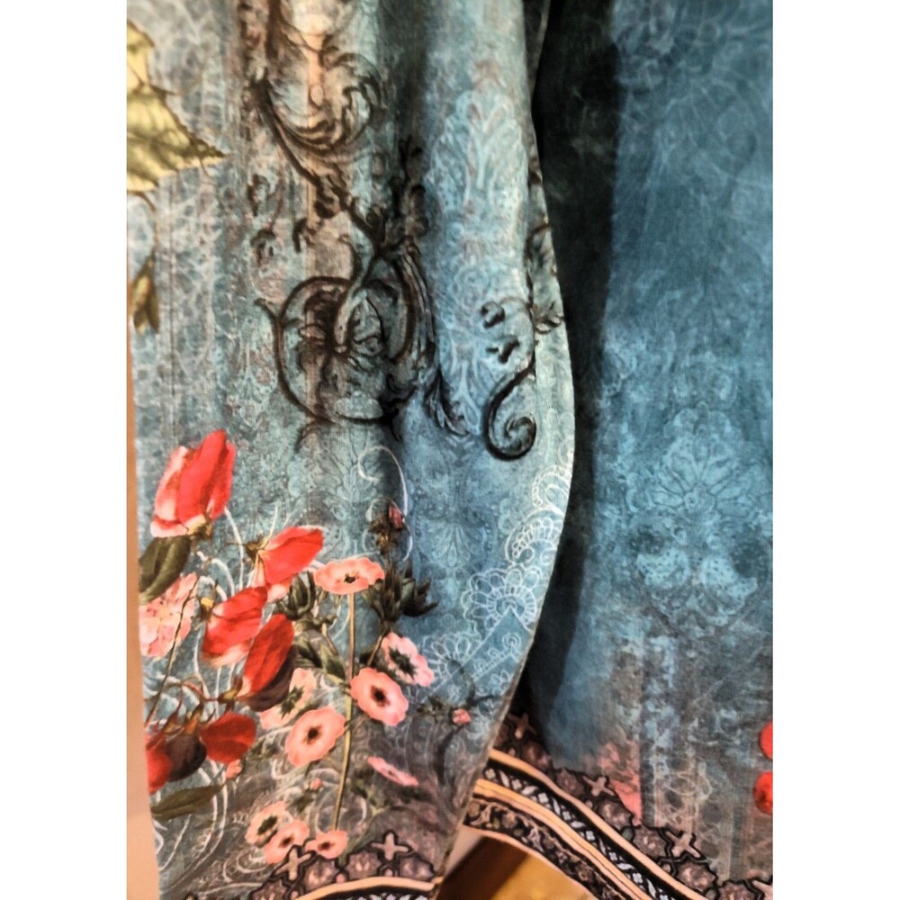 Beautiful Fantaslook Women's Tunic in Vintage Floral Teal Blue Pattern Size S - Picture 3 of 6
